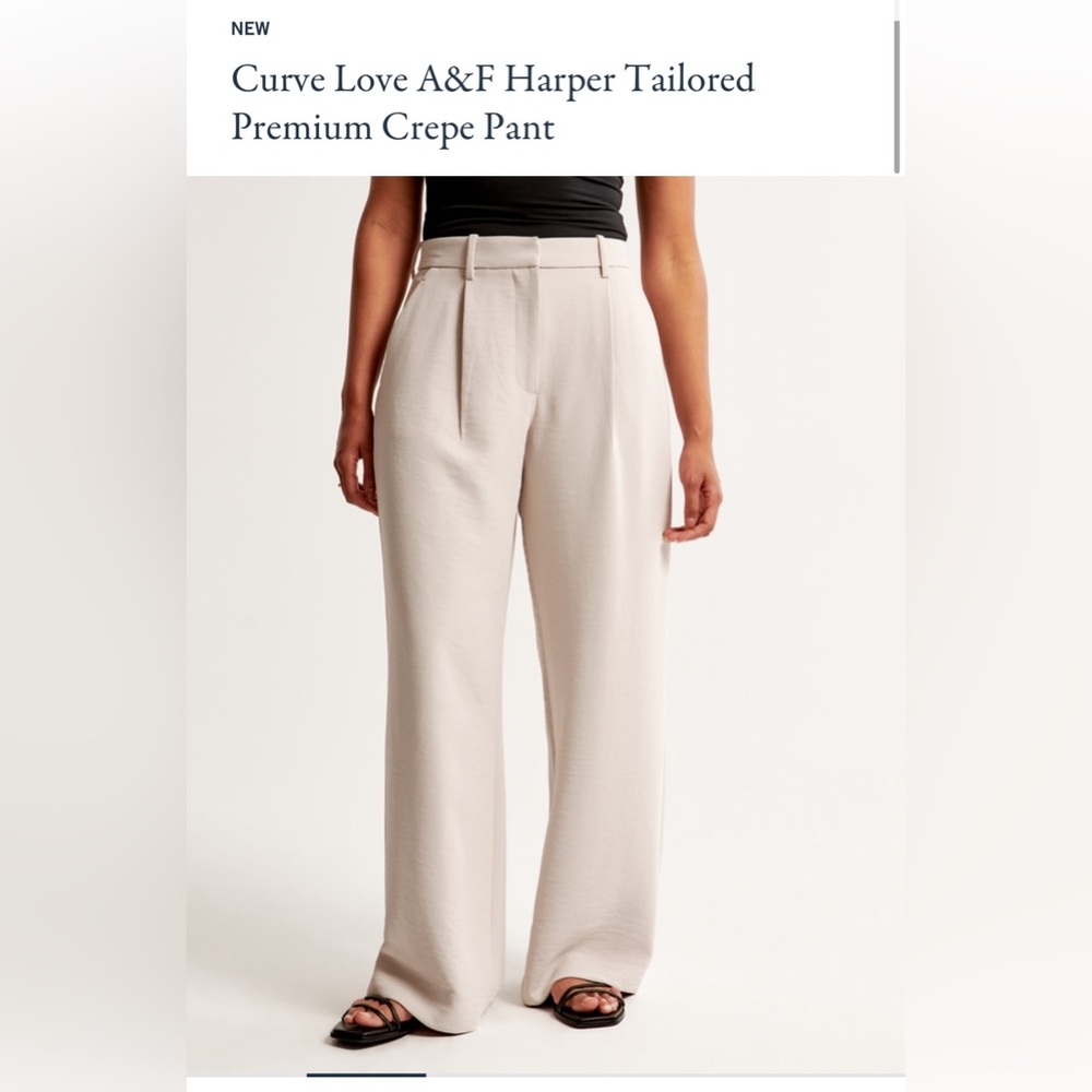 Curve Love A&F Harper Tailored Premium Crepe Pant in Light Taupe